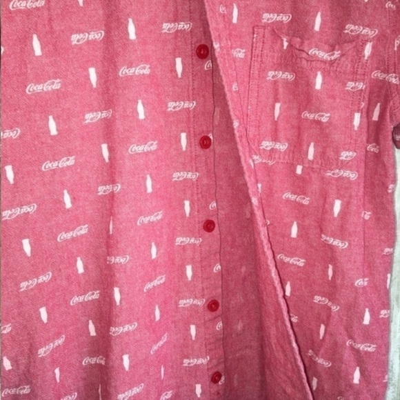 Coca Cola Red Logo Printed Button Down - Picture 3 of 4